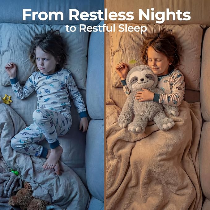Mewaii 4 Lbs Weighted Stuffed Animals with Heating Pad- Heavy Belly & Limbs, 15" Sloth Heated Plush for a Realistic Hug, Super Soft Fluffy Plush Toy for Kids