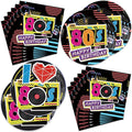 40Pcs 80s Birthday Party Decorations Plates 80s Themed Tableware Include Paper Plates Napkins for 20 Guests Baby Shower Birthday Party Decorations