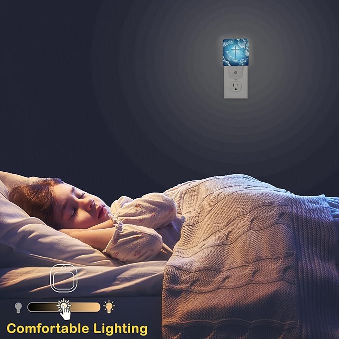 Cross Heaven Night Light with Dusk to Dawn Light Sensors, Plug-in Wall Led Night Lights, Energy Efficient Lamp for Bedroom/Bathroom/Kitchen/Hallway/Stairs