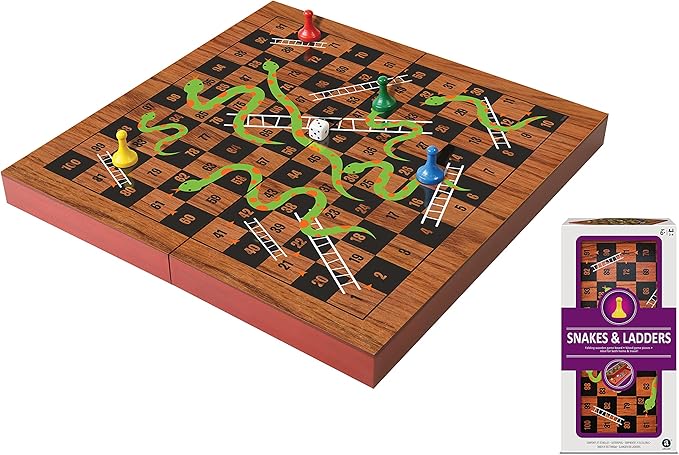 Ambassador Merchant Folding Wood Snakes & Ladders Set, Brown, Tg1903, L