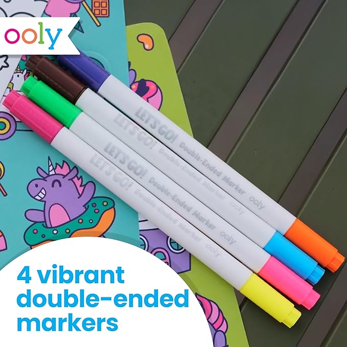 Ooly Let's Go Activity & Coloring Book Kit Complete with Markers, Stickers, Puzzles & More - Portable All in One Set - Robo Dinosaurs