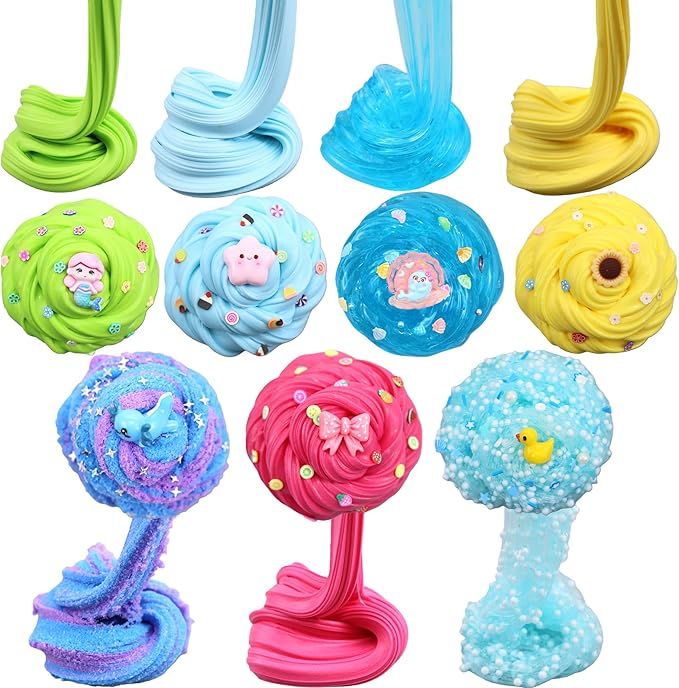 12 Pack Slime kit,DIY Butter Slime & Crystal Slime Set, Stress Relief Toys,Craft Toy, for Girls and Boys Party Favors,Easter Basket Fillings and Birthday Gift