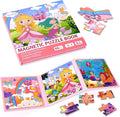 Magnetic Puzzles for Kids 3-5, 3-in-1 Princess Unicorn Mermaid Travel Puzzles for Kids Ages 4-6, Car Airplane Road Trip Activities Toys, Easter Day Gifts for Girls