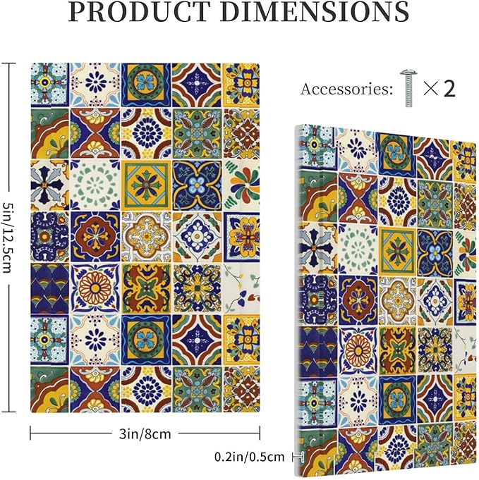 Decorative Kitchen 1-Gang No Device Blank Wallplate Yellow Mexican Moroccan Tile, Electrical Talavera Vintage Mexico Mosaic Style Unused Blank Device Receptacle Outlet Covers Light Switch Cover