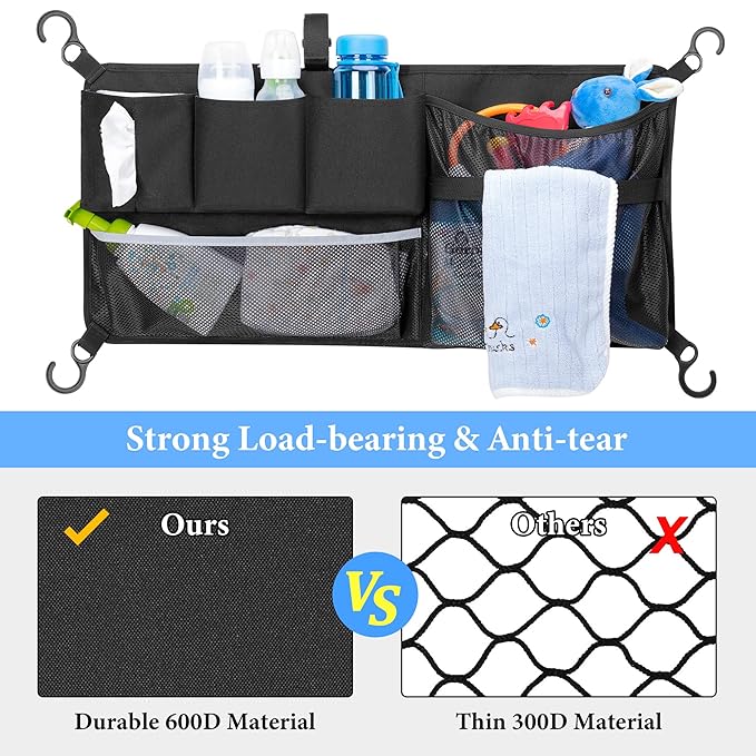 HODRANT Stroller Wagon Cargo Net, Stroller Wagon Accessories Organizer Compatible with WONDERFOLD All W-Series Models, Large Capacity Mesh Cargo Storage Net with Sorting Pockets for Dry Wet Separation