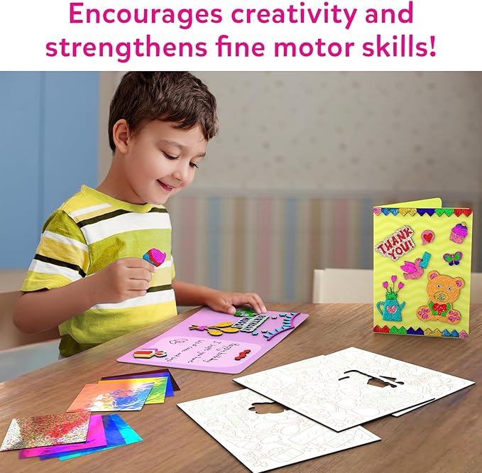 Skillmatics Foil Fun - Card Making Set, DIY Foil Art Craft Kit, Mother’s Day Gift, Mess-Free Creative Play, No Mess Art & Craft Supplies for Girls and Boys Ages 4, 5, 6, 7, 8, 9