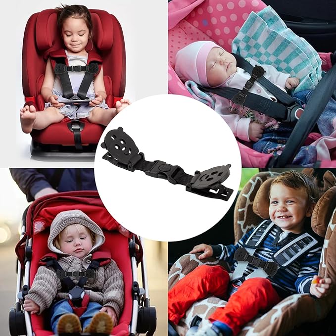 Anti Escape Baby Harness Chest Clip with Buckle, Prevent Children/Kids Taking Their Arms Out of High Chairs/Strollers/Baby Reins(2 Pack, Black)