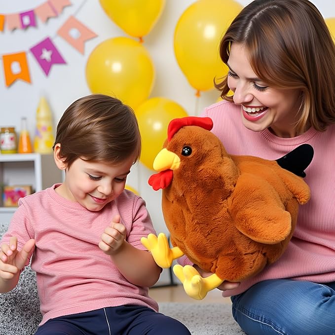 Ryttir Large Chicken Plush - 17.7" Extra Soft Chicken Stuffed Animal Hugging Pillow with Rotund Belly,Safety Nursery Decor & Sensory Comfort,Cuddle Companion for Age 0+(Birthday Gender Neutral Gift)