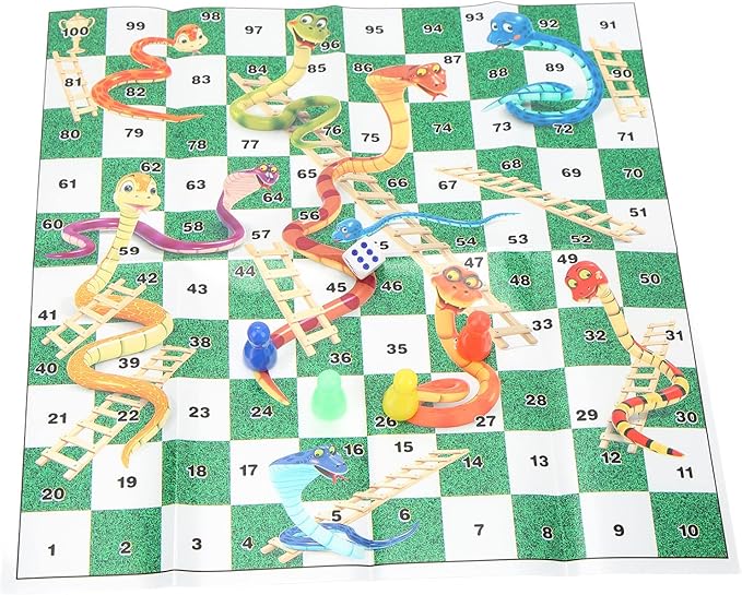 Alomejor Flying Chess Ladder Game, Snake Flying Chess Game Set 3 in 1 for Family Leisure, Foldable Board Brain Kids Adults, Premium Plastic Material