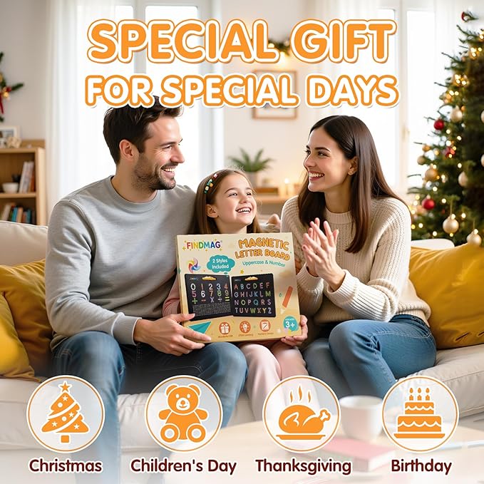 FINDMAG Magnetic Letter Tracing Board, 2 in 1 Magnetic ABC Writing Board for Toddlers, Uppercase & Numbers Practicing Learning Tools, Erasable Educational Board Set Preschool Gifts Toys for Kids