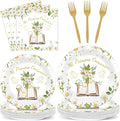 96Pcs Mi Primera Comunion Decorations White and Gold Baptism Plates and Napkins Comunion Party Supplies God Bless Plate First Communion Tableware Set for Mi Bautizo 24 Guest Party Decoration