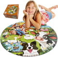 TALGIC Puzzles for Kids Ages 4-6, 70 Piece Round Floor Puzzles for Kids Ages 3-5 with Animals & Barn, Popular Educational Toys & Gift for 3 4 5 6 7 8 9 10