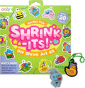 Ooly 28 PC DIY Shrinking Art Kit for Kids, 20 Plastic Pre Cut Charms and More, No Mess Creative Activity Jewelry Making Kit - Garden PALS