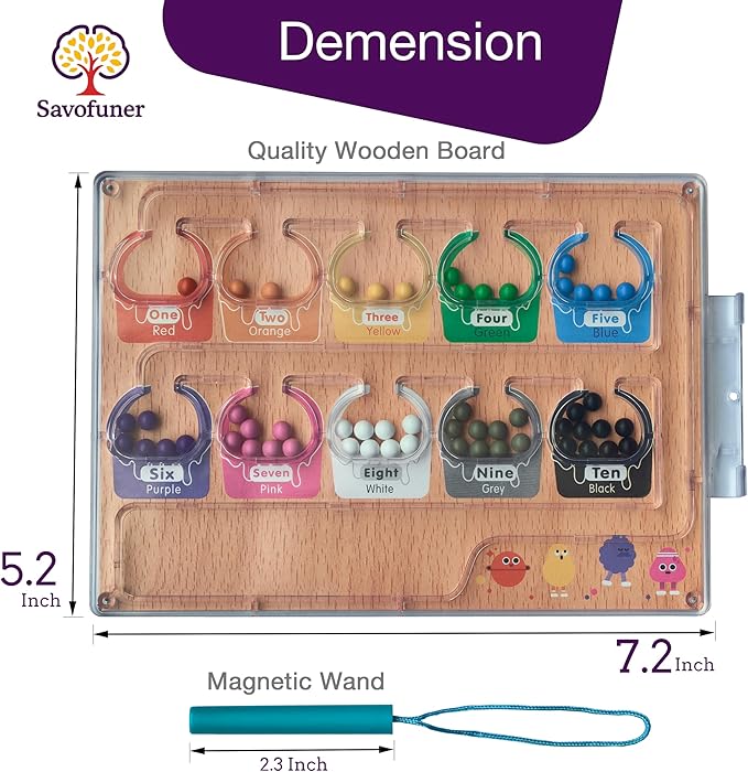 Alzheimers Products for Elderly, Wooden Handhold Games for Seniors with Dementia, Easy Magnetic Color & Number Activities for Parkinson Patients, Memory Care Cognitive Puzzle Matching Board