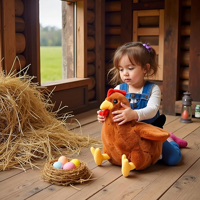 Ryttir Large Chicken Plush - 17.7" Extra Soft Chicken Stuffed Animal Hugging Pillow with Rotund Belly,Safety Nursery Decor & Sensory Comfort,Cuddle Companion for Age 0+(Birthday Gender Neutral Gift)