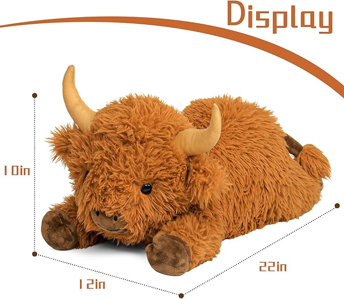 Wepop 5lbs Highland Cow Weighted Stuffed Animals, 22in Giant Highland Cow Gift Plush Toy,Adorable Stuffed Animal for Kids and Adults Highland Cattle Plushie Pillow Decor