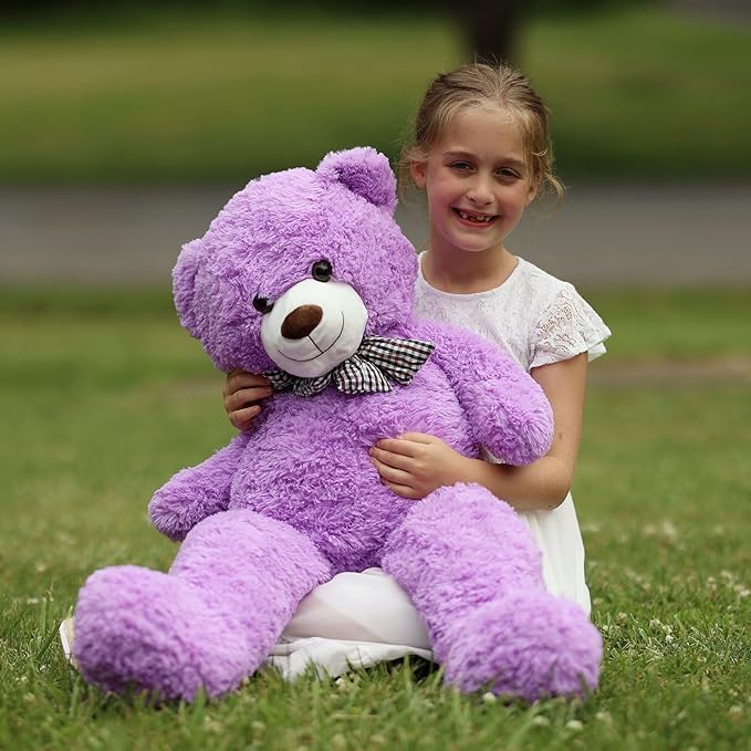 MorisMos Large Teddy Bear, 39inch Giant Teddy Bear Stuffed Animals Plush, Soft Big Bears for Girls Girlfriend, Purple