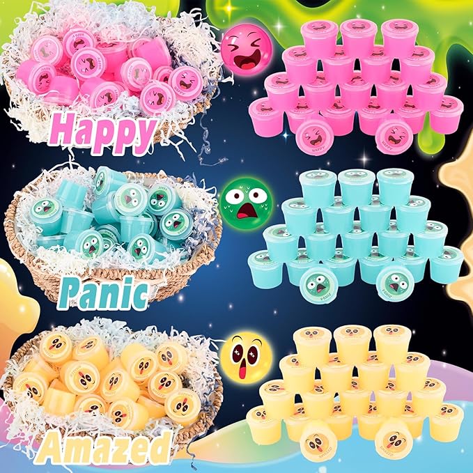 120 Pack Mini Galaxy Bulk Slime Kit for Kids, Glow in The Dark Slime with 6 Colors, DIY Slime Party Favor for Girls & Boys, Birthday Gifts, Classroom Rewards, Valentines Day Studen Bags Stuffers