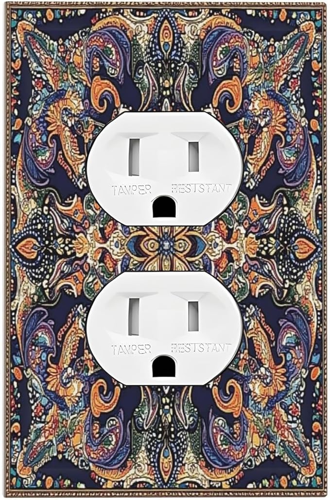 Outlet Covers Mandala Petals Retro Flowers 1 Gang Duplex Light Switch Cover Decorative Switch Plates Electrical Receptacle Faceplate Wall Plate For Bed Room Home Decor
