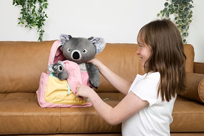 HUGIMALS Hug Babies Quinn the Koala Cute Mini Plush Stuffed Animal Bracelet for Kids | Soft & Cuddly Portable Comfort Adorable On-the-Go Companion for Travel School & Adventures Ages 2+