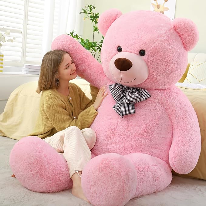 Toys Studio Giant Teddy Bear, 70.8 Inch Big Pink Stuffed Animal Life Size Plush Bear Toy Gift for Girlfriend Kids Christmas Birthday Valentines Day
