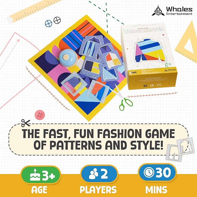 Whales Entertainment |Tailor Master Board Game for Kids 3 +| Family Game Night | Memory Matching Card with Bell Tap| Educational and Fun for Preschool,Toddlers and Parents|Helps Improve Concentration