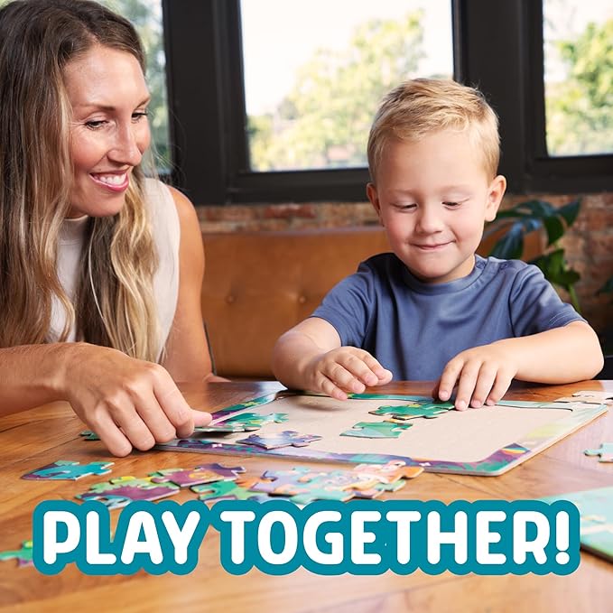 Chuckle & Roar - Multi Pack Jigsaw Puzzles for Kids Farm Dinosaur Jungle Zoo Tray Set 12 and 24 Piece Colorful Gift