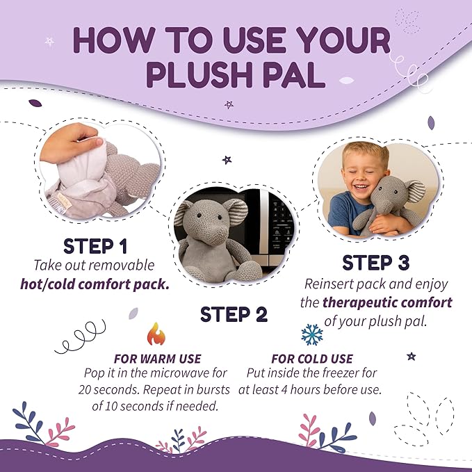 WILD BABY Microwavable & Weighted Plush Toy - Elephant Stuffed Animal for Comfort & Warmth - Soft, Heatable Plushie for Snuggles - Great for Kids, Toddlers & All Ages