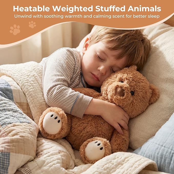 Teddy Bear Microwavable Weighted Stuffed Animals for Kids,Heating Pads Plush Bear for Period Cramps, Lavender Scented Hot&Cold Use Comforts Stress&Pain, Cozy Toy Gifts for Gils Boys Adults