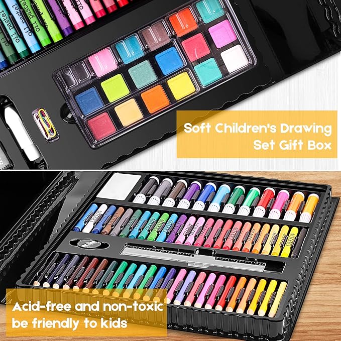 iBayam Art Kit, 251-Pack Art Supplies Drawing Kits, Arts and Crafts Gifts Box for Adult, Art Set Case with Trifold Easel, Scratch Paper, Sketch Pad, Coloring Book, Crayons, Pencils