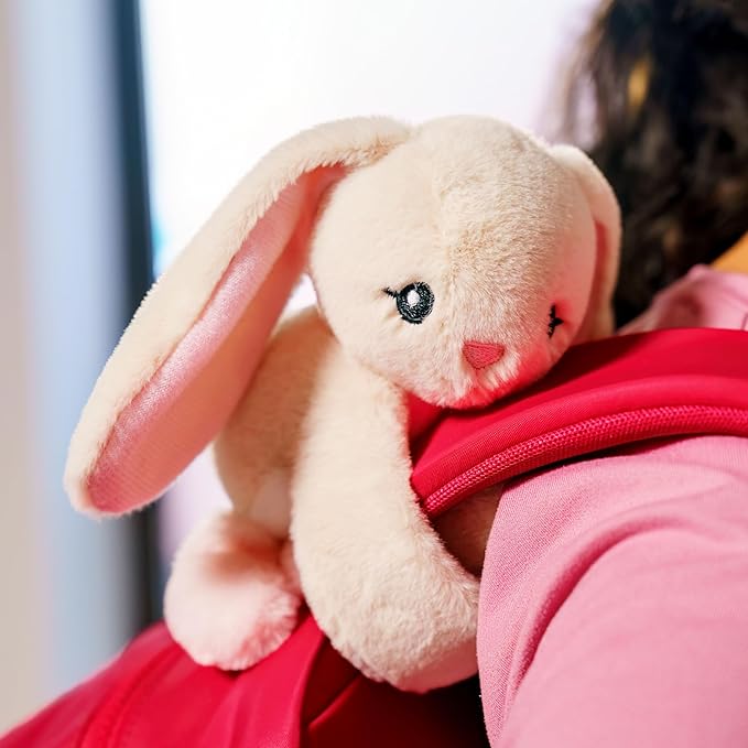 HUGIMALS Hug Babies Cute Mini Plush Stuffed Animal Bracelet for Kids | Soft & Cuddly Portable Comfort Adorable On-The-Go Companion for Travel School & Adventures Ages 2+ (Iggy the Bunny)