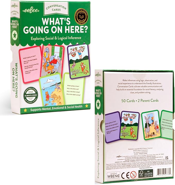 eeBoo: What's Going on Here - 50 Conversation Flashcards, Develops Empathy Through Friendly Illustrations of Social Situations, Develop Social and Emotional Intelligence, for Ages 3 and up