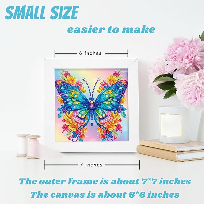 Libfx Diamond Art Kits for Kids with Frame Diamond Art for Girls Boys Beginners Arts and Crafts Ages 8-12 Birthday Gifts (Butterflr-2)