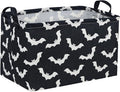 Essme Rectangular Kids Basket,Bat Storage Basket with Handles for Room Decor, Halloween Baskets,Cute Storage Bin（Bat）