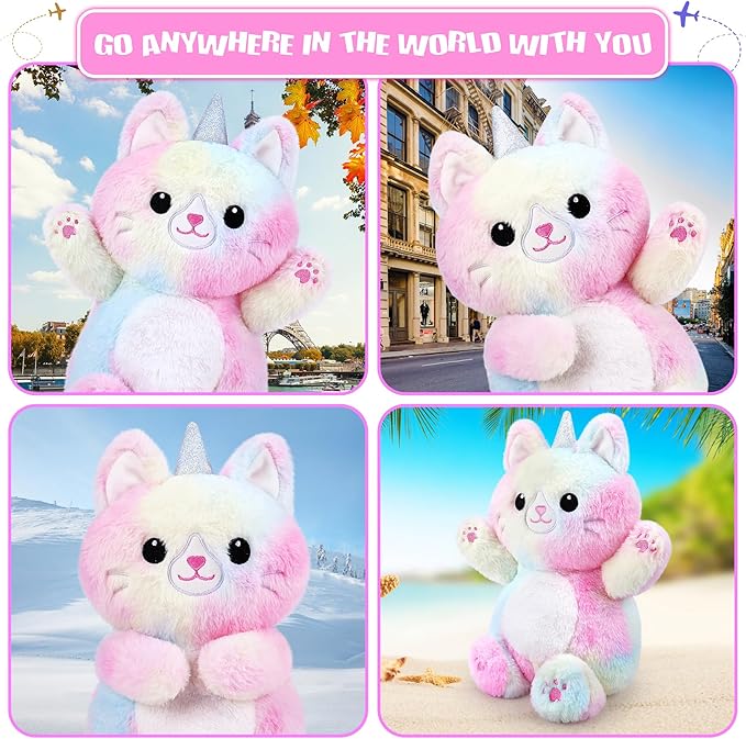 Unicorn Cat Microwavable Heating Pad-1.2lb Heating Pads for Women & Kids,Soft Pillow Plush Toy,Heatable Stuffed Animals,Bedtime Gift for Women Kids Stuffed