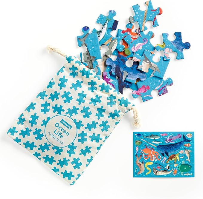 Mudpuppy Ocean Life – 36 Piece Puzzle to Go Featuring Colorful Sea Creatures Perfect Travel Activity for Children Ages 3 and Up