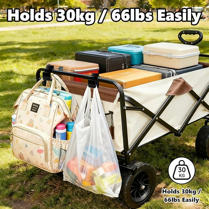 Universal Wagon Accessories, Upgraded Side Hooks with 30kg Load Capacity - Sturdy Stroller Hooks & Space-Saving Travel Organizer for All Stroller Wagon(4PCS)