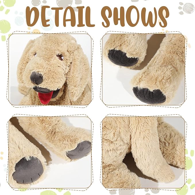 Geosar 27.5" Dog Stuffed Animals Plush, Soft Cuddly Golden Retriever Plush Toys, Large Stuffed Dog Hugging Pillow Gifts for Valentines Kids Girls Boys Birthday