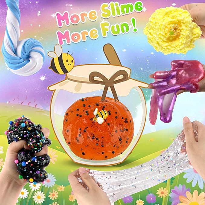 LAWOHO 15 Pack Slime Kit for Kids, DIY Crunchy Butter Slime Set with Charms & Add-ins, Soft Non-Sticky Slime Party Favors, Stress Relief Sensory Toys, Birthday Gifts Classroom Prizes for Boys Girls