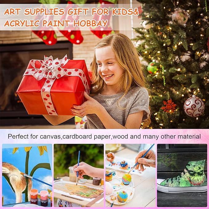 2 Pack Mini Acrylic Paint Set,12 Colors Acrylic Paints Strips for Adults Craft Paint,28 PCS Painting Kit Container Strips Storage, Perfect for Home Birthday Party Favors……