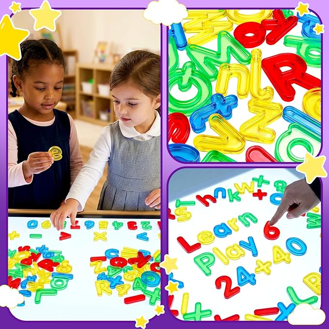 67 Pcs Plastic Practice Set Transparent Letters and Numbers Include Uppercase Letters Lowercase Letters and Numbers Colorful Plastic Letters and Numbers for Kids Counting and Spelling, Ages 3+