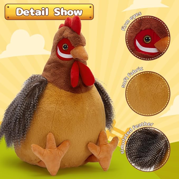 BENINY Giant Chicken Stuffed Animal, Realistic Jumbo Hen Plush Toy, 25.5" Cute Stuffed Rooster for Kids Girls Boys on Easter Christmas Birthday, Soft Farm Stuffed Animals Gift