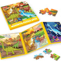 SYNARRY Magnetic Dinosaur Puzzles for Kids Ages 3-5, 20 Pieces Puzzles for Toddlers 4-6, Easter Basket Stuffers Gifts for Kids, Car Airplane Road Trip Activities Magnet Games Toy for Boys Girls