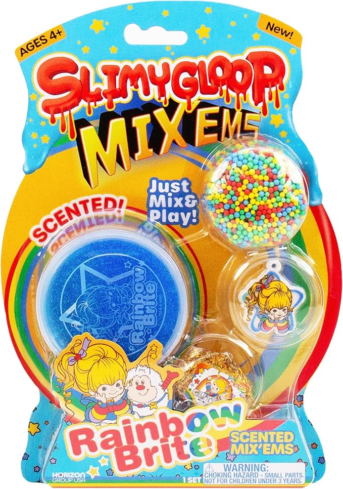 Rainbow Brite Scented SLIMYGLOOP Mix'Ems, Blue Raspberry Glitter Slime with Add-Ins