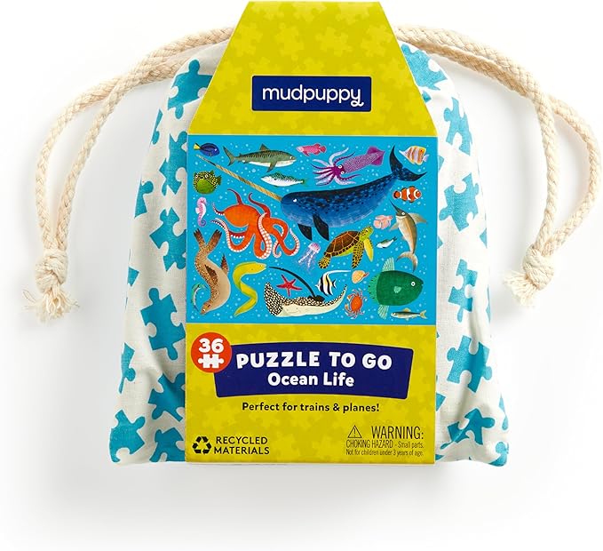Mudpuppy Ocean Life – 36 Piece Puzzle to Go Featuring Colorful Sea Creatures Perfect Travel Activity for Children Ages 3 and Up