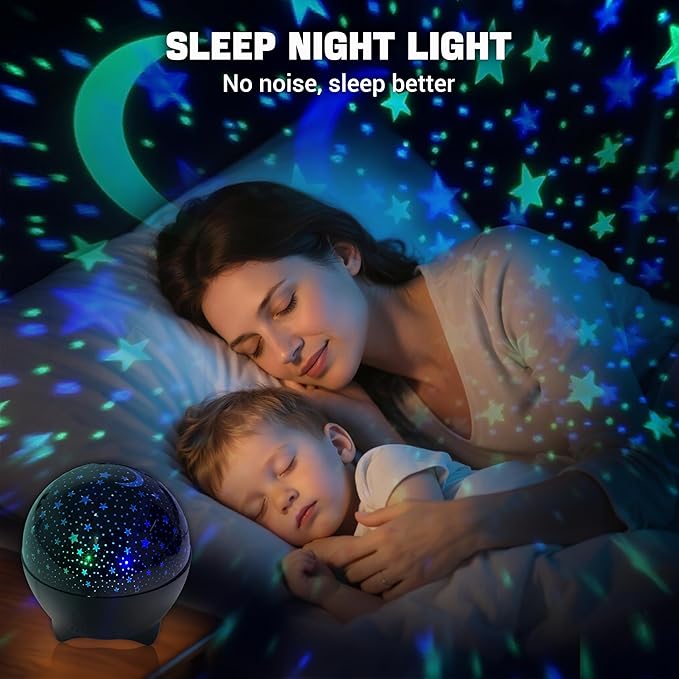 MAXROCK Star & Moon Projector, Galaxy Projector, Bedroom Decoration, Party, Star and Moon Night Light, Children's Gift, Christmas Gift