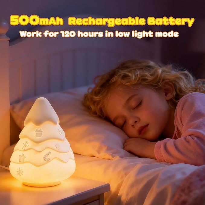 Squishy Christmas Tree Lamp with RGB Modes, Dimmable Nursery Light, Touch Lamp for Nursery, Novelty Desk Lamp for Kids, Christmas Lamp for Bedroom Decor