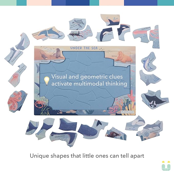 ‘Under the Sea’ 30 Piece Puzzle with Frame for Kids Ages 3-5 | Lost Piece Guarantee | Unique Shapes | Child-Centric Design | Educational Toy for Cognitive Development, STEM, Fine Motor