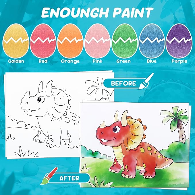 Paint with Water Coloring Books for Kids, Mess Free Watercolor Painting Kit Painting Activity for Kids Ages 3-5 4-8, Arts Crafts Drawing Gift Toy for Boy Girl