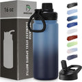 DOMICARE 16 oz Kids Water Bottle for School Stainless Steel Double Wall Vacuum Insulated Water Bottle with Straw lids & Spout Lid, Leakproof BPA Free (Blue/Navy,1)